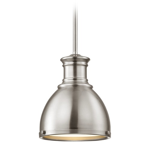 Design Classics Lighting Farmhouse Satin Nickel Metal Mini-Pendant 7.38-Inch Wide 1761-09 SH1775-09 R1775-09