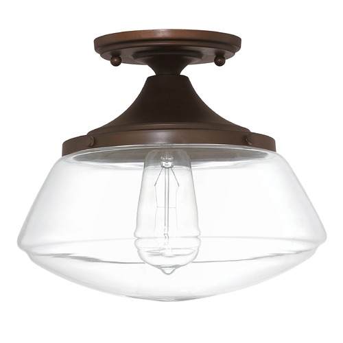 Capital Lighting Schoolhouse Semi-Flush Mount in Burnished Bronze with Clear Glass by Capital Lighting 3537BB-134
