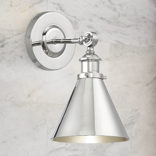 Glenn Adjustable Metal Wall Sconce in Polished Nickel by Savoy House