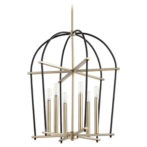 Quorum Lighting Espy Noir & Aged Brass Pendant by Quorum Lighting 687-6-6980