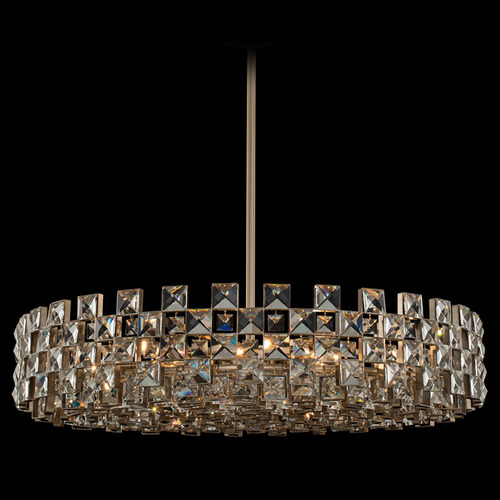 Allegri Lighting Allegri Crystal Piazze Brushed Champagne Gold Pendant Light with Drum Shade 036657-038-FR001