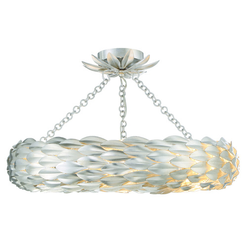 Crystorama Lighting Broche Antique Silver Semi-Flushmount Light