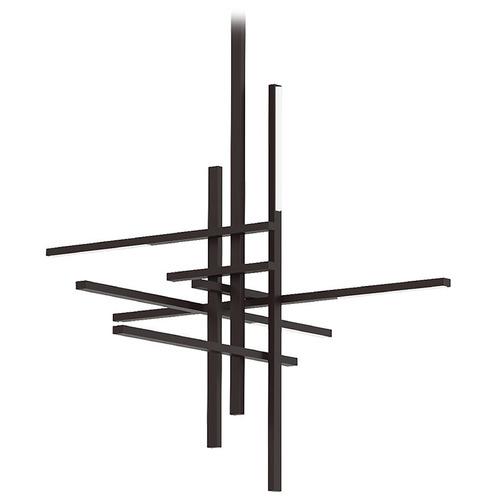 Visual Comfort Modern Collection Cityscape Bronze LED Pendant Light with Rectangle Shade