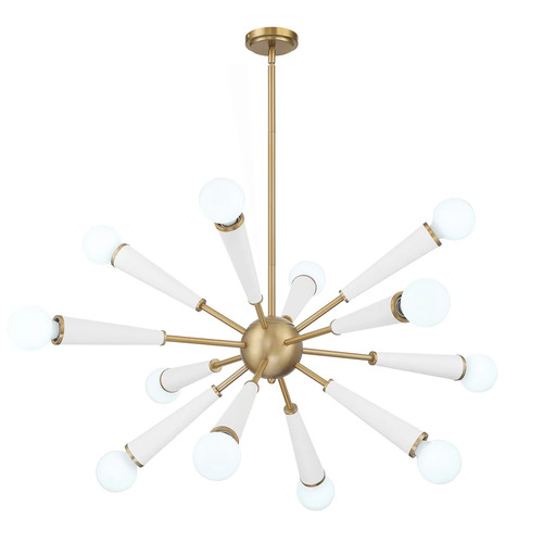 Zodiac 12-Light Chandelier in Aged Brass & White by Crystorama
