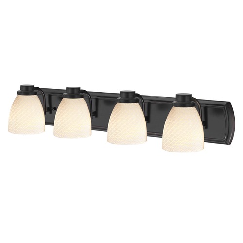 Design Classics Lighting 4-Light Vanity Light in Bronze with White Art Glass 1204-36 GL1020MB