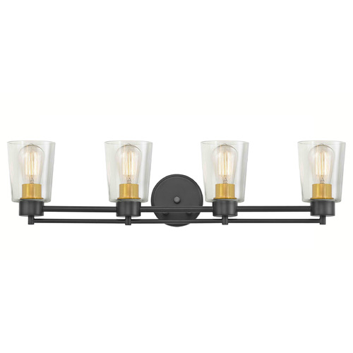 Design Classics Lighting Salida 4-Light Bath Light in Matte Black & Brass by Design Classics 704-07 SB GL1027-CLR