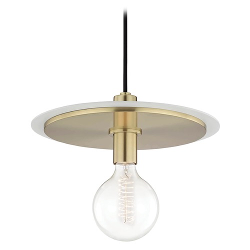 Mitzi by Hudson Valley Milo Pendant in Brass & White by Mitzi by Hudson Valley H137701L-AGB/WH