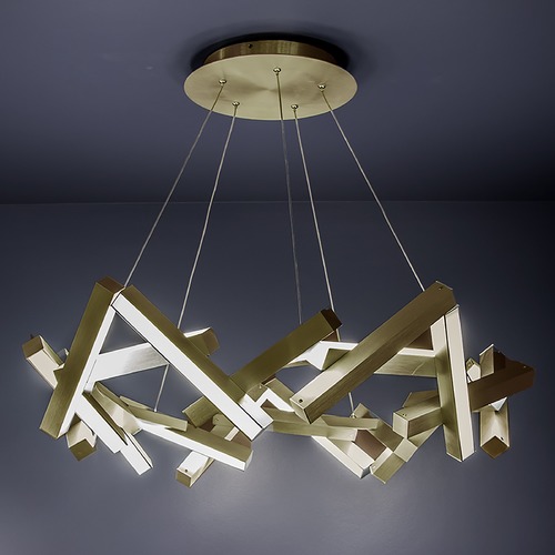 Chaos 34-Inch LED Chandelier in Aged Brass by Modern Forms