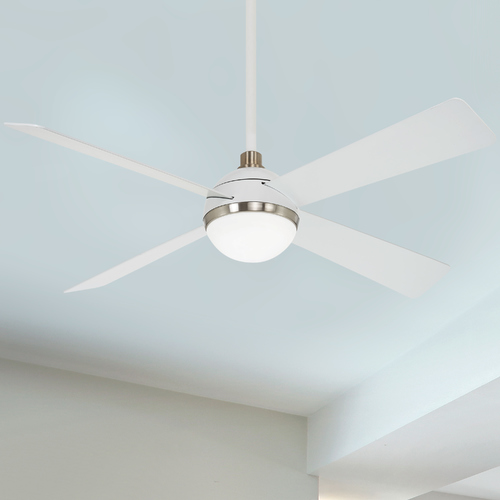 Minka Aire Orb 54-Inch LED Fan in Flat White & Brushed Nickel by Minka Aire F623L-WHF/BN
