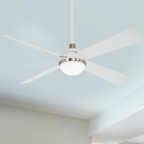 Orb 54-Inch LED Fan in Flat White & Brushed Nickel by Minka Aire