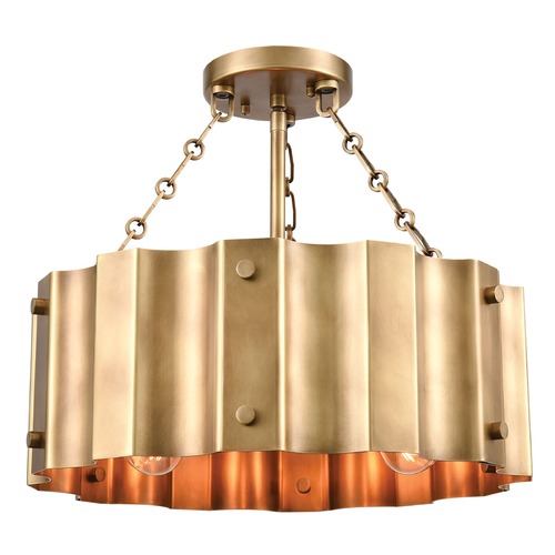 Elk Lighting Elk Lighting Clausten Natural Brass Semi-Flushmount Light 89066/3