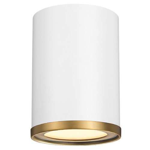 Arlo Matte White & Rubbed Brass Flush Mount by Z-Lite