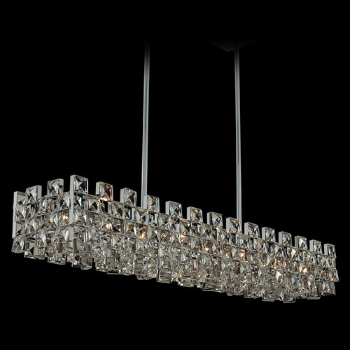 Allegri Crystal Piazze Polished Chrome Island Light with Rectangle Shade