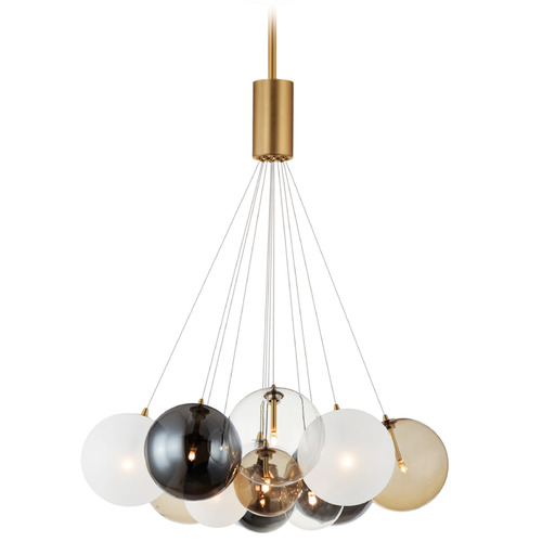 Et2 Burst Gold LED Multi-Light Pendant with Globe Shade