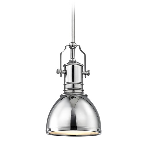 Design Classics Lighting Industrial Chrome Mini-Pendant with Metal Shade 7.38-Inch Wide 1765-26 SH1775-26 R1775-26