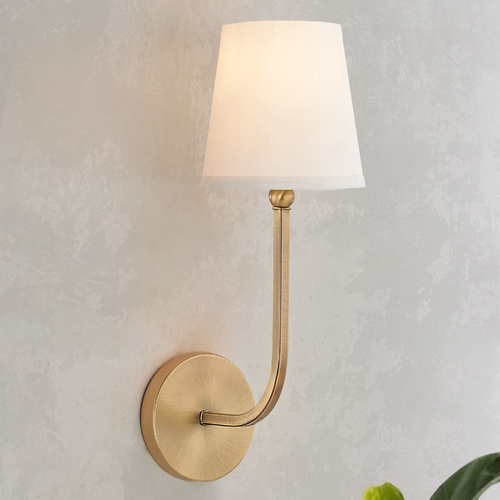 Capital Lighting Dawson Wall Sconce in Aged Brass with White Shade by Capital Lighting 619311AD-674