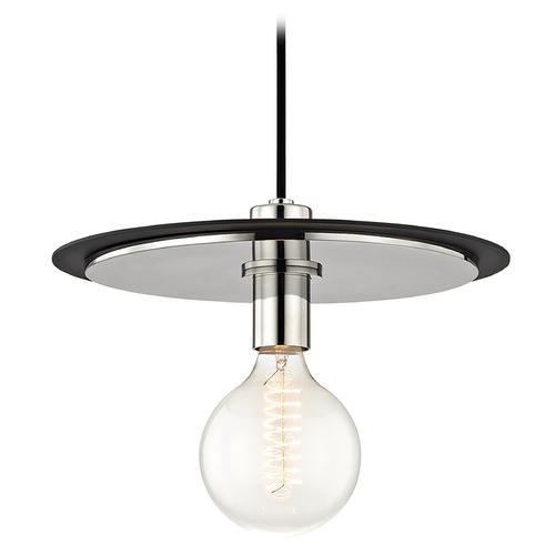 Mitzi by Hudson Valley Milo Pendant in Polished Nickel & Black by Mitzi by Hudson Valley H137701L-PN/BK