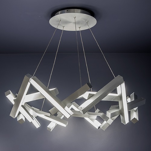 Chaos 34-Inch Round LED Chandelier in Brushed Aluminum by Modern Forms