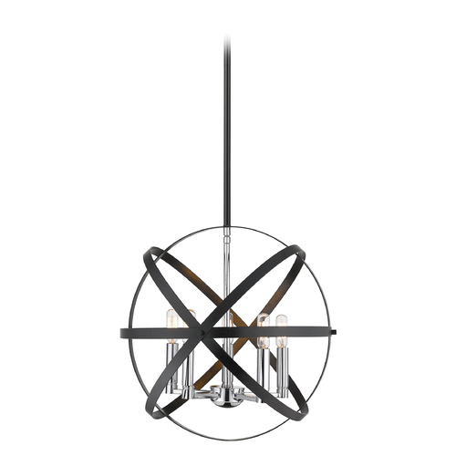 Z-Lite Cavallo Hammered Black & Chrome Pendant by Z-Lite 463-18HBK-CH