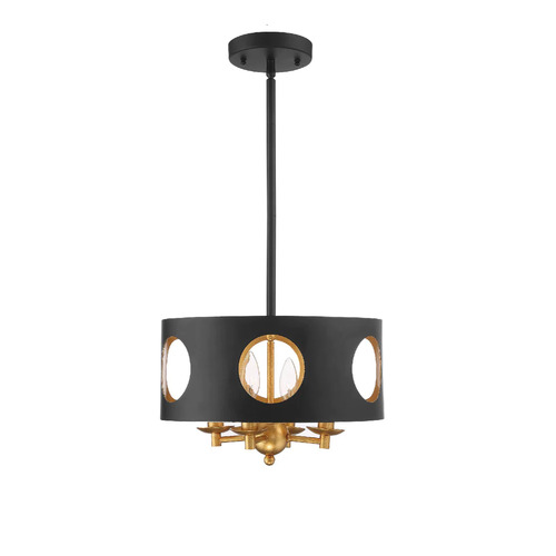 Crystorama Lighting Odelle 14-Inch Pendant in Black & Gold by Crystorama Lighting ODE-700-BK-GA