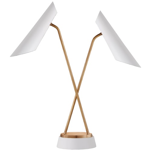 Visual Comfort Aerin Franca Double Task Lamp in Antique Brass by Visual Comfort ARN3403HABWHT