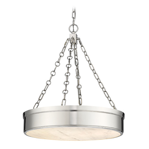 Z-Lite Anders Polished Nickel LED Pendant Light with Drum Shade
