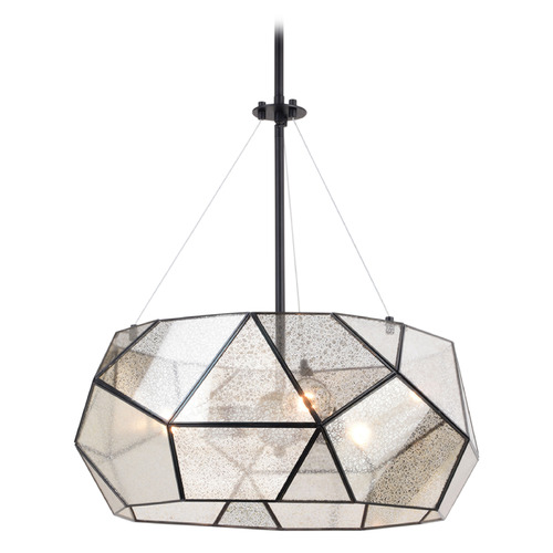 Vaxcel Lighting Euclid Black Pendant Light with Drum Shade