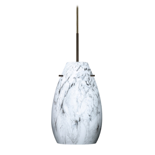 Besa Lighting Modern Pendant Light Marble Grigio Glass Bronze by Besa Lighting 1JT-4126MG-BR