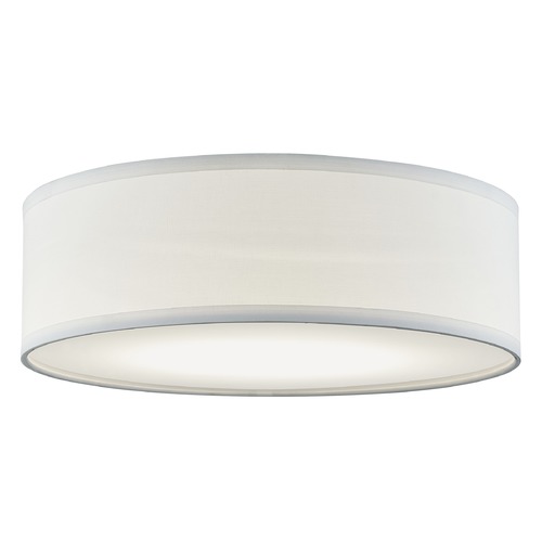 Design Classics Lighting 16-Inch LED Flushmount Light White Linen Shade 2100K-3500K 1400LM DCL 9406-506 SH7909