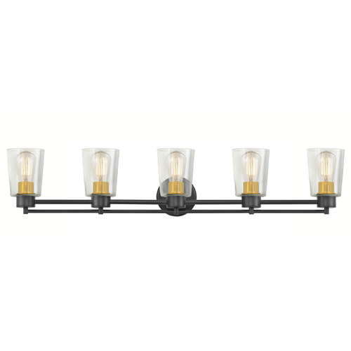 Design Classics Lighting Salida 5-Light Bath Light in Matte Black & Brass by Design Classics 706-07 SB GL1027-CLR