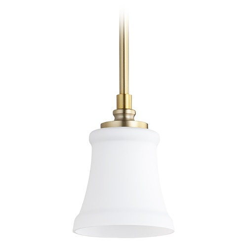 Quorum Lighting Quorum Lighting Rossington Aged Brass Mini-Pendant Light with Bell Shade 3122-80