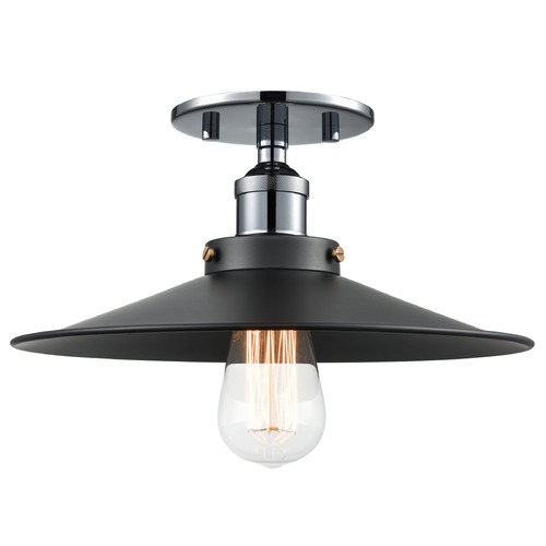 Bulstrodes Workshop Chrome & Black Semi-Flush Mount by Matteo Lighting