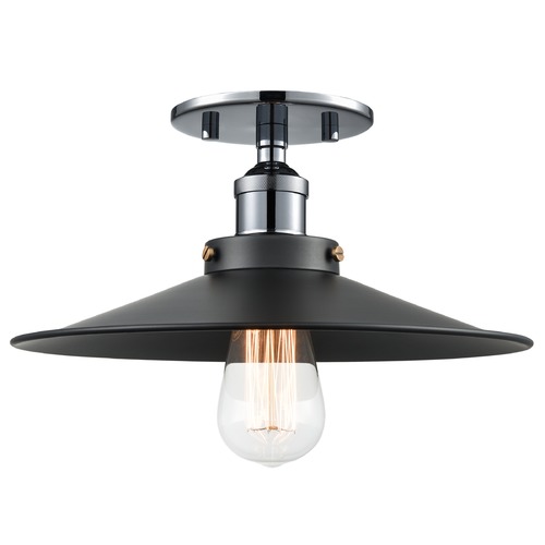 Matteo Lighting Bulstrodes Workshop Chrome & Black Semi-Flush Mount by Matteo Lighting X46112CHBK