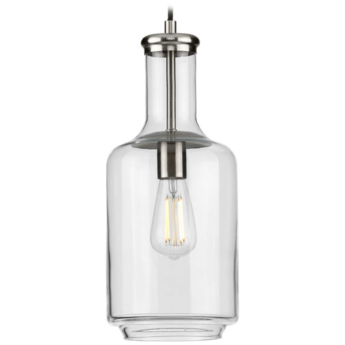 Progress Lighting Latrobe Brushed Nickel Mini-Pendant Light with Cylindrical Shade