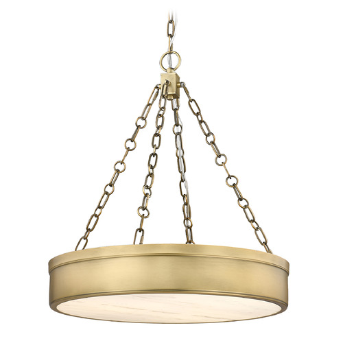 Z-Lite Anders Rubbed Brass LED Pendant Light with Drum Shade