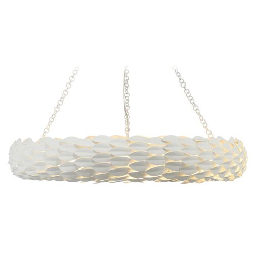 Crystorama Lighting Broche Matte White Pendant Light with Drum Shade