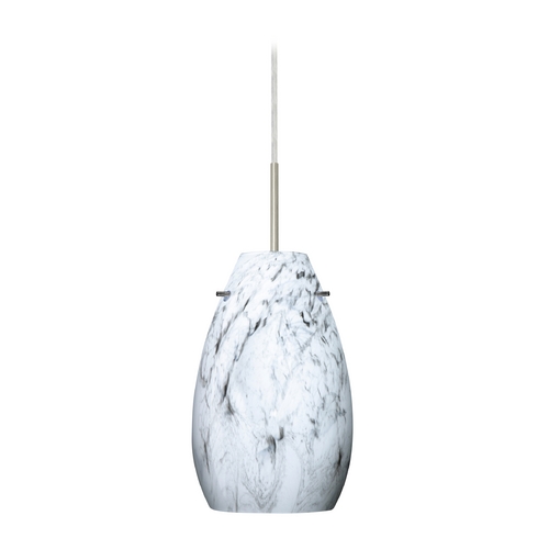 Besa Lighting Modern Pendant Light Marble Grigio Glass Satin Nickel by Besa Lighting 1JT-4126MG-SN