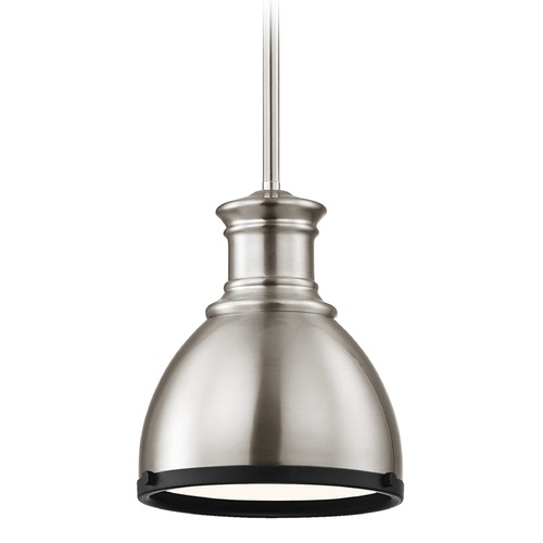 Design Classics Lighting Industrial Metal Mini-Pendant Satin Nickel and Black 7.38-Inch Wide 1761-09 SH1775-09 R1775-07