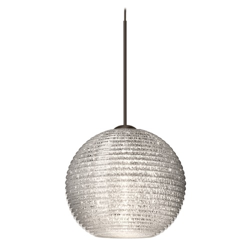 Besa Lighting Kristall Ribbed Glass Bronze LED Mini-Pendant Light