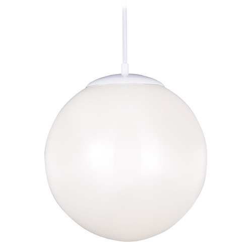 Leo 14-Inch LED Globe Pendant in White by Visual Comfort Studio