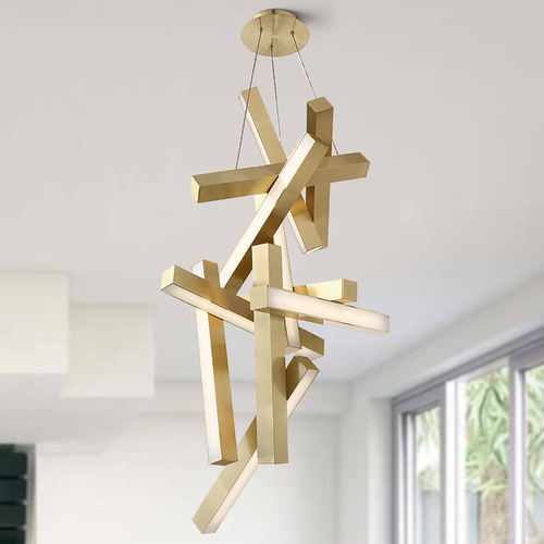 Modern Forms by WAC Lighting Chaos 49-Inch High LED Chandelier in Aged Brass by Modern Forms PD-64849-AB