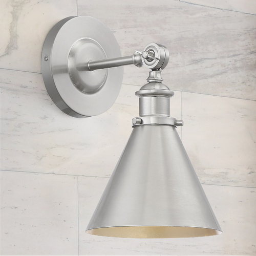 Glenn Adjustable Metal Wall Sconce in Satin Nickel by Savoy House