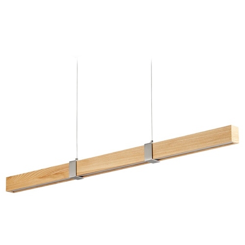 Decca 48-Inch LED Linear Pendant in Oak & Nickel by Oxygen Lighting