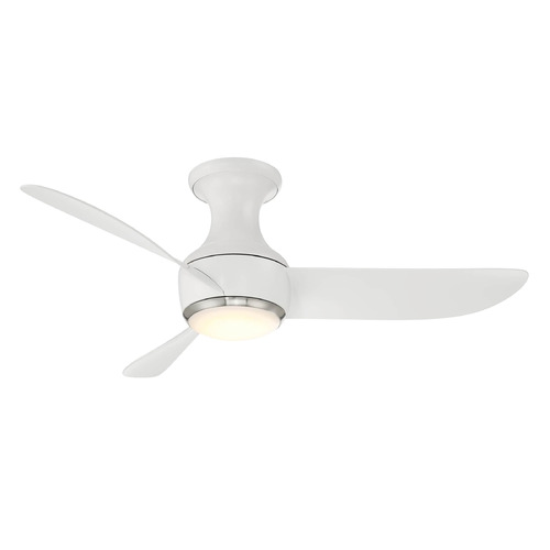 Modern Forms Corona Brushed Nickel & Matte White LED Ceiling Fan with Light