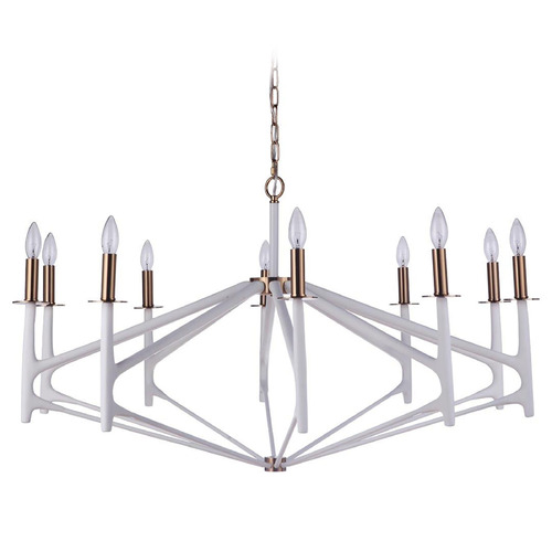 Craftmade Lighting the Reserve Matte White & Satin Brass Chandelier by Craftmade Lighting 55510-MWWSB