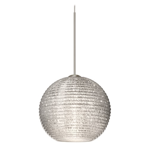 Besa Lighting Kristall Ribbed Glass Satin Nickel LED Mini-Pendant Light