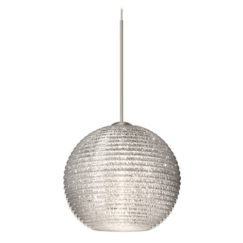 Besa Lighting Besa Lighting Kristall Ribbed Glass Satin Nickel LED Mini-Pendant Light 1XT-4615GL-LED-SN