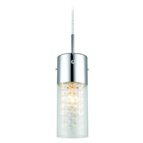 Eglo Lighting Eglo Diamond Chrome Mini-Pendant Light with Cylindrical Shade 90695A