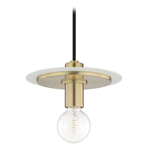 Mitzi by Hudson Valley Milo Mini Pendant in Brass & White by Mitzi by Hudson Valley H137701S-AGB/WH