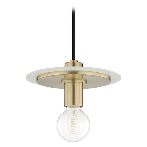 Mitzi by Hudson Valley Milo Mini Pendant in Brass & White by Mitzi by Hudson Valley H137701S-AGB/WH